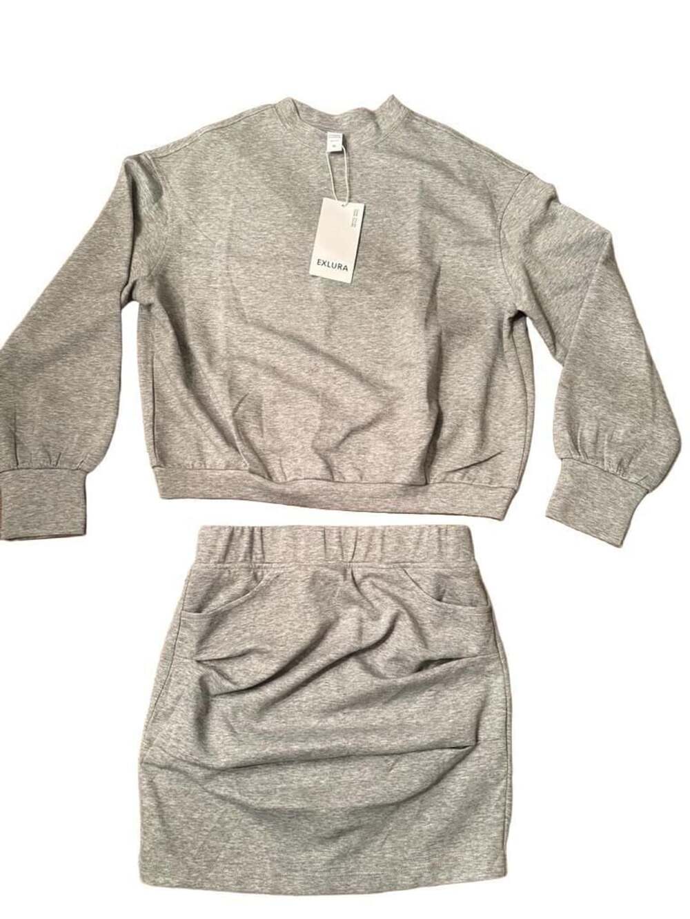 Exlura Sweatshirt Skort Set Size XS Gray Two-Piece Outfit h1519